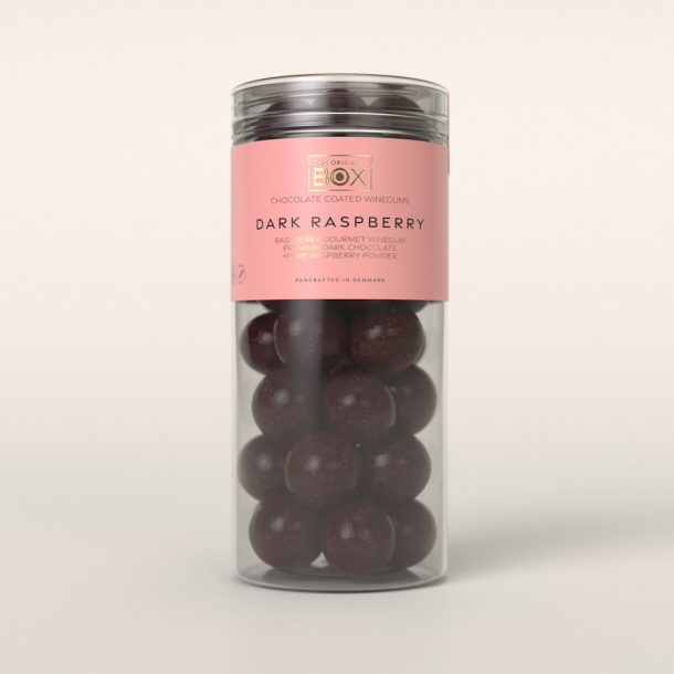 Vingummi med chokolade - Box the original - m�rk hindb�r