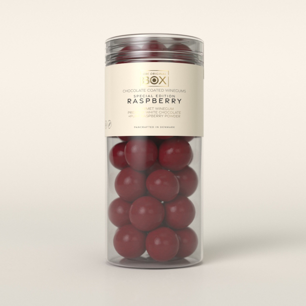 Vingummi med chokolade - Box the original - hindb�r